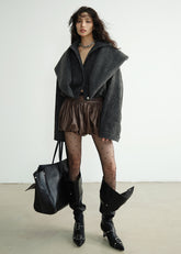Dark Rock Distressed Layered Jacket